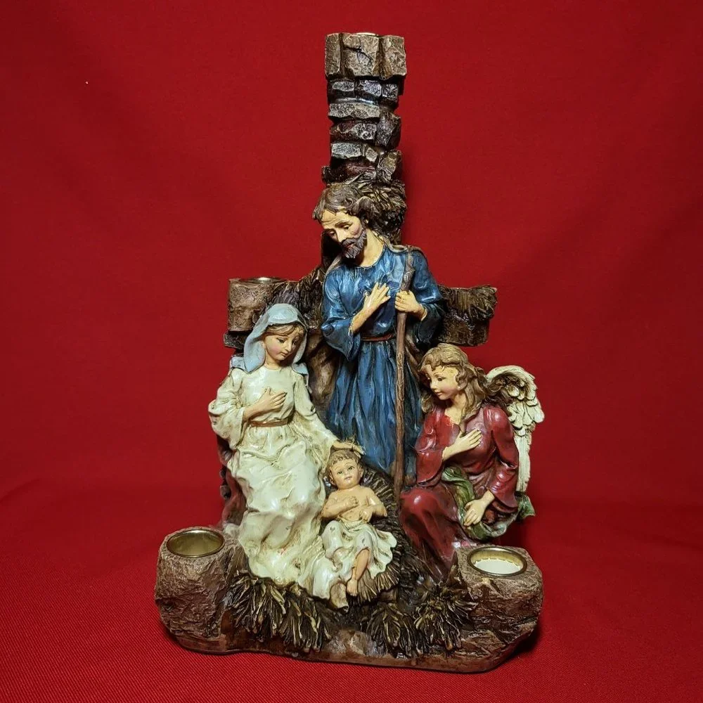 Nativity 5 Candle Holder Christmas Centerpiece Decor